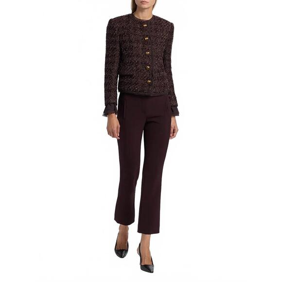NEW VERONICA BEARD audrina metallic tweed jacket in dark currant - Picture 6 of 8